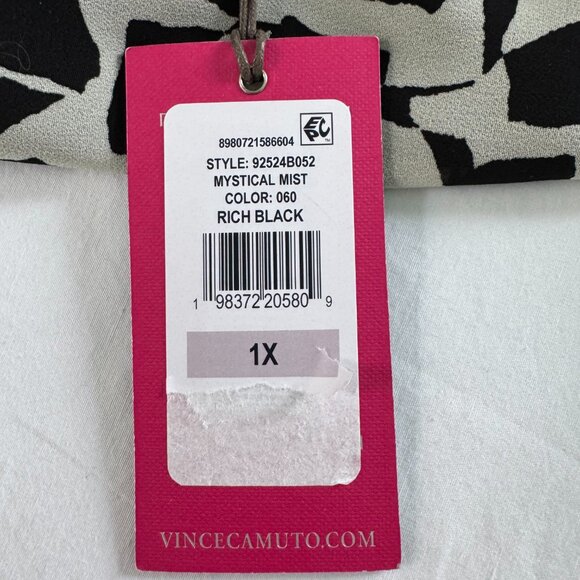 Vince Camuto Printed Puff-Sleeve Blouse - Size 1X – Black & White - 0134 - Picture 8 of 9